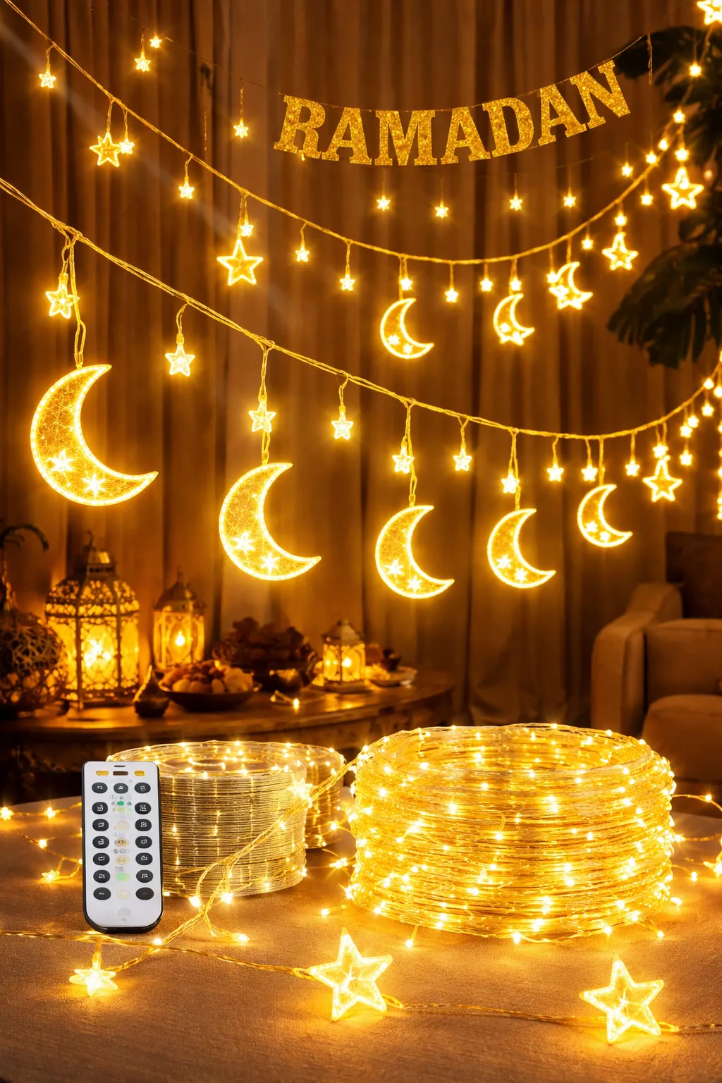 Guirlande LED Ramadan 3.2m 100 Lampes Jaunes